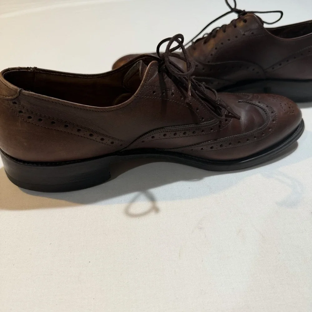 Allen Edmonds Chester Wingtip Oxfords Brown Leather Mens 8 A Narrow 4612 USA
